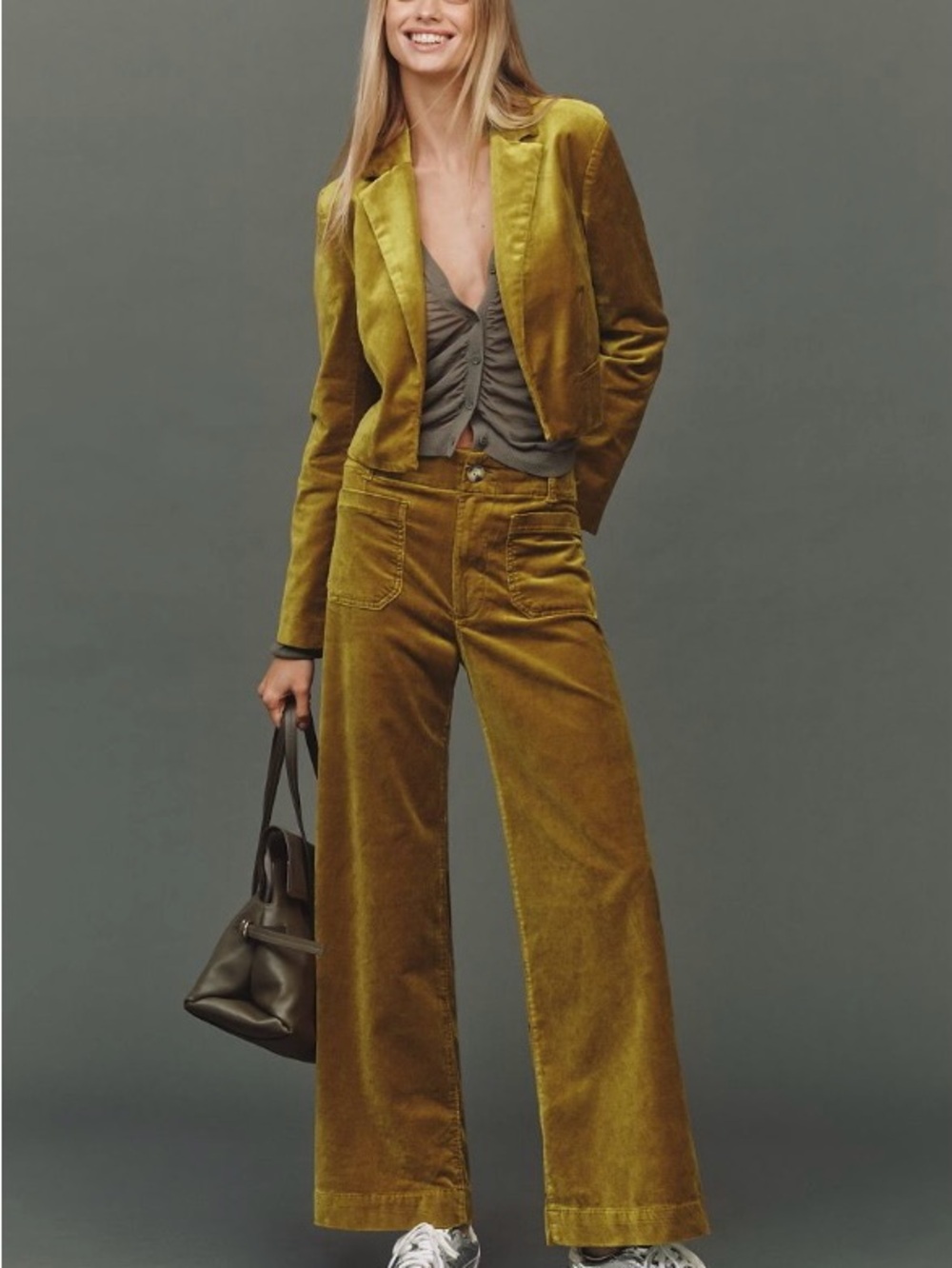 Maeve Colette Velvet High-Rise Wide-Leg Full-Length Pants